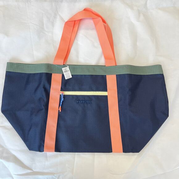 \Victoria's Secret Pink Weekender Tote Bag Blue Coral - Picture 3 of 6